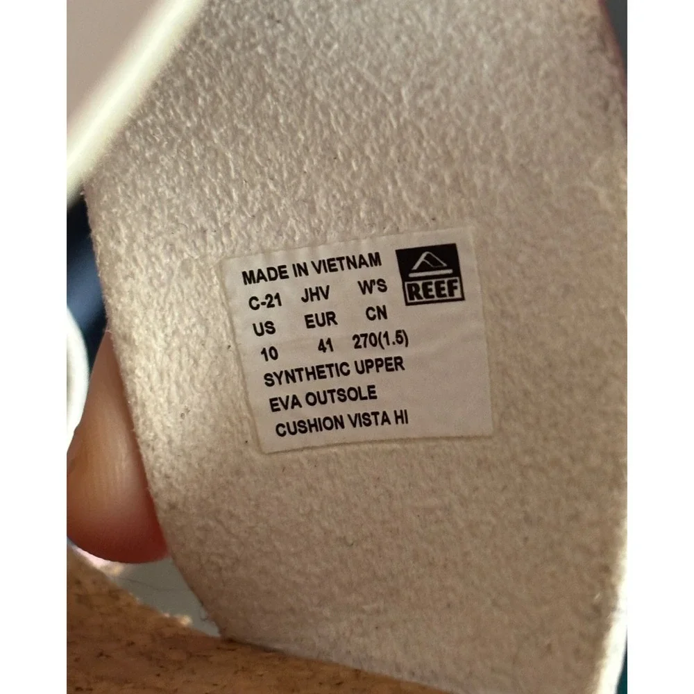 Reef Cushion Vista Hi White Platform Slide Sandals Womens 10 Cork Footbed